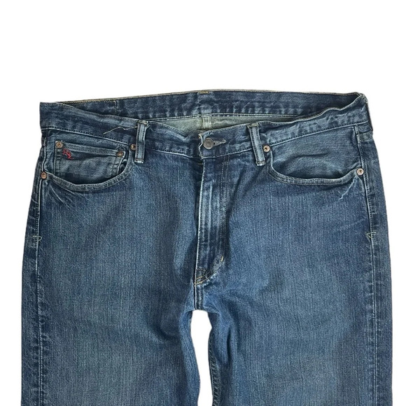 MJ270 Mens Polo Ralph Lauren Designer Classic Fit Boot Cut Denim Jeans 35x30 - Picture 3 of 7